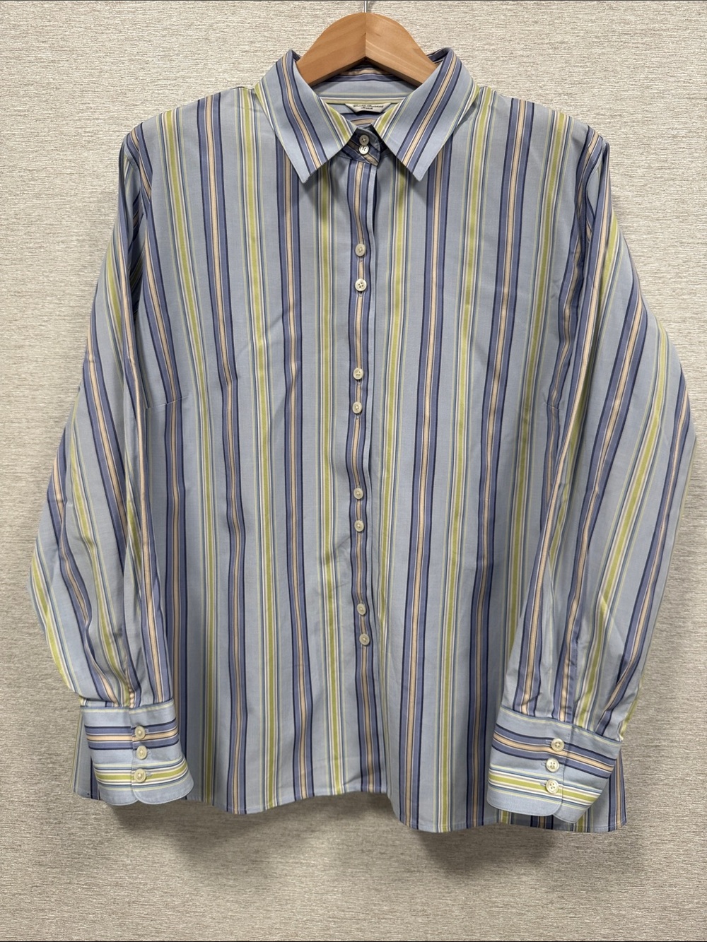 Talbots Blue, Yellow & Green Striped Dress Shirt
